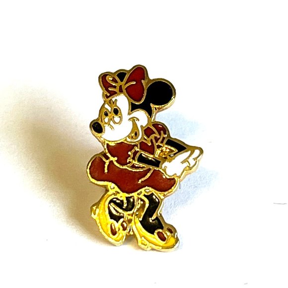 Vintage Minnie Mouse Pin Disney Enamel Brooch Lapel Hat Tie Tac Signed Disneyana - Picture 6 of 7